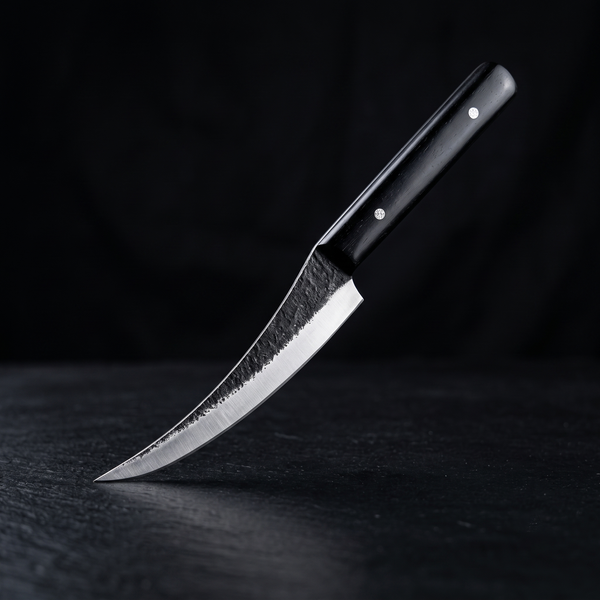 Mako 7.5" Hand Forged Boning Knife, 1095 Steel, Black Rosewood Handle