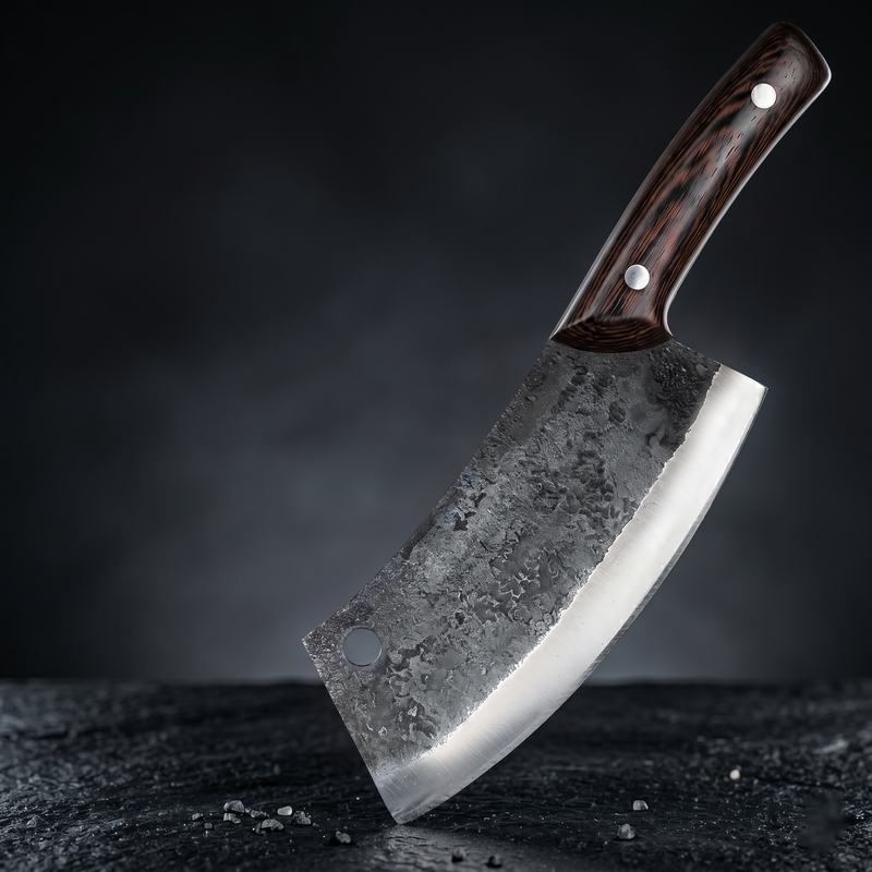 Kermode 7 inch hand forged Serbian chef knife with tall cleaver shaped blade
