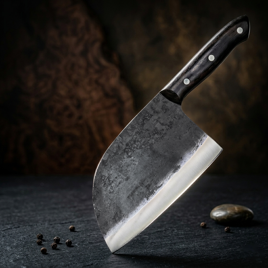 Aurochs 6" Hand Forged Cleaver, Forged Steel, Black Rosewood Handle