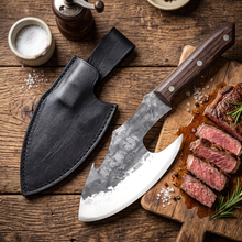 Megalodon 6.6" Hand Forged Meat Cleaver, Wenge Wood Handle