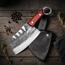 Warthog 6" Hand Forged Cleaver, 1095 Steel, Pakka Wood Handle