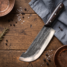 Kraken 8" Hand Forged Cleaver, 1095 Steel, Black Wenge Handle