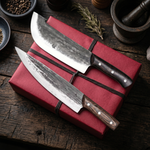 Kraken 8" Hand Forged Cleaver, 1095 Steel, Black Wenge Handle