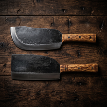 Mammoth 9" Hand Forged Meat Cleaver, 1095 Steel, Olive Wood Handle