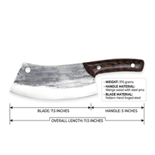 Kermode 7" Hand Forged Chef's Cleaver, High Carbon Steel