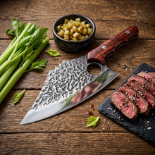 Mastodon 7.5" Hand Forged Cleaver Knife, Textured Pattern Steel