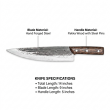 Ironclad 8.7" Hand Forged Chef Knife, High Carbon Steel