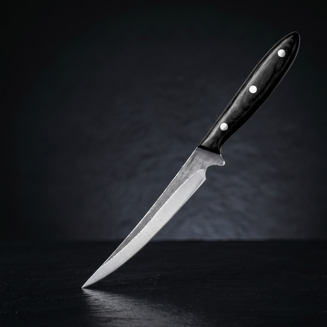 Barracuda 13 inch hand forged fish fillet knife with black rosewood handle, main photo
