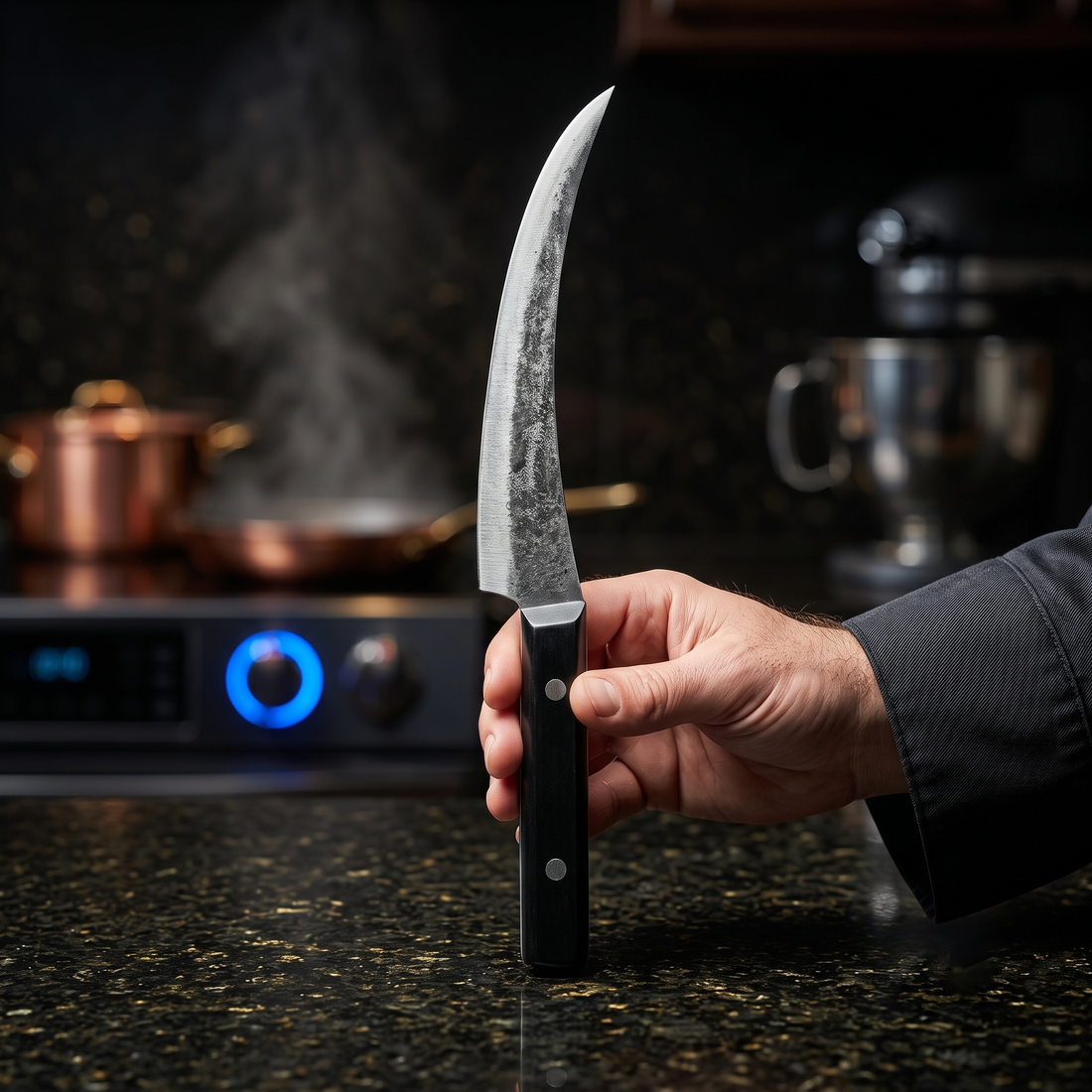 Mako 7.5 inch hand forged boning knife, full length product view