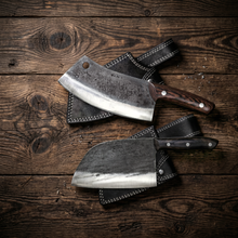 Chef's Kiss 7 inch handmade chef knife with tall high carbon steel blade, product view