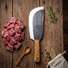 Grizzly 8.7" Hand Forged Meat Cleaver, Stainless Steel, Olive Wood Handle