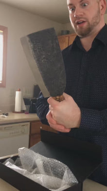 Mammoth 9.1" Hand Forged Meat Cleaver, Extra Heavy Serbian Style Chopper, High Carbon Steel, Olive Wood Handle