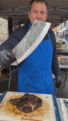 Kermode 7" Hand Forged Serbian Chef Knife, Chef Cleaver, High Carbon Steel, Full Tang, Hardwood Handle