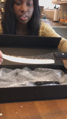 Mako 7.5" Hand Forged Boning Knife, High Carbon Steel Trailing Point Blade, Black Rosewood Handle, Brisket Trimming