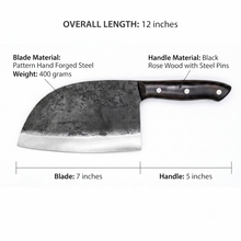 Aurochs 6" Hand Forged Cleaver, Forged Steel, Black Rosewood Handle